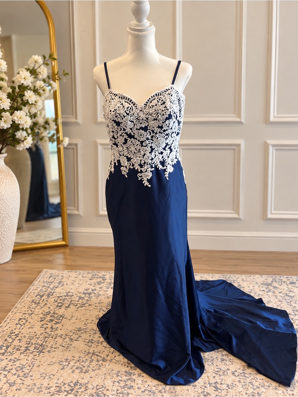 JJ’s House Dark Navy Lace Formal Gown – Size 10 – New With Tags